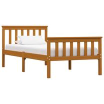 Lova viengulė VLX Solid Pinewood, 100 x 200 cm, ruda sp., be čiužinio, su grotelėmis