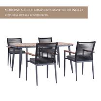 Āra mēbeļu komplekts Masterjero Indigo, melns krās./koka krās., 4 sēdvietas