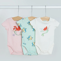 Bērnu rāpulītis ar īsām piedurknēm, klasisks, meitenēm/mazuļiem Cool Club Disney Princess LUG2602647-00, balts krās./piparmētra (mint) krās./gaiši rozā krās., 74 cm, 3 gab.