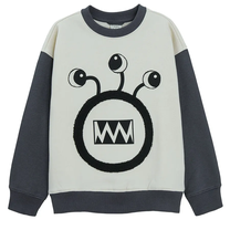 Джемпер, классическая, для мальчиков Cool Club Smiley Monster CCB2712048, белый цв./серый цв., 122 см