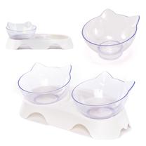 Statīvs ar bļodiņām sunim Double Bowl, 31 cm x 16 cm x 1.1 cm, caurspīdīga krās./balta krās.