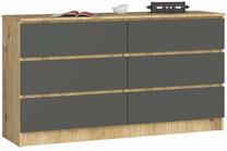Komoda Akord Furniture Factory K140, pilka sp./artisan oak sp., 77 cm x 138 cm x 40 cm
