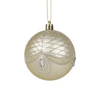 Ziemassvētku eglīšu rotaļlietu komplekts Christmas Touch SYCB-213521, šampanieša krās., 8 cm, plastmasa, 3 gab.