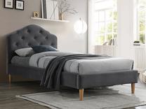 Lova viengulė Scandinavian Chloe Velvet, 90 x 200 cm, pilka sp., be čiužinio, su grotelėmis