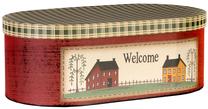 Daiktadėžė su dangčiu Home4you, ruda sp./raudona sp./įvairių spalvų, 22 x 40 x 14 cm
