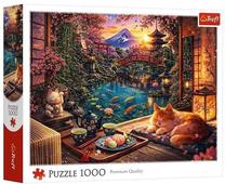 Puzle Trefl Cat in the Sakura Garden, 68 cm x 48 cm, 1000 gab.