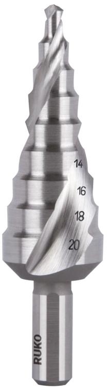 Pakopinis grąžtas Ruko 101051, plienui/plastikas/aliuminiui, hss, tri-flat, 4 - 20 mm x 7.5 cm