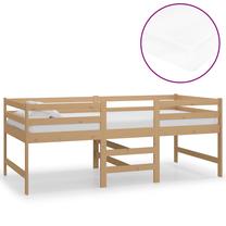 Кровать одноместная VLX Solid Pinewood 3083717, 90 x 200 cm, коричневый цв., с матрасом, с решеткой