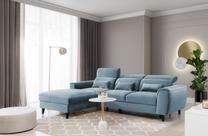 Kampinė sofa Foble Velvetmat 100, mėlyna sp., kairinė, 196 x 267 cm x 100 cm