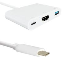 Adapteris Qoltec USB 3.1 C male, HDMI A female, 0.19 m, balta krās.