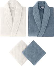 Halāta un dvieļu komplekts Foutastic Family Bathrobe Set 459ELT1150, zila krās./balta krās.
