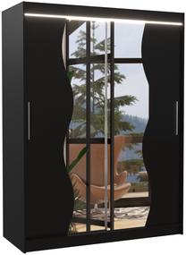 Spinta ADRK Renzo LED, juoda sp., 58 cm x 150 cm x 200 cm, su veidrodžiu