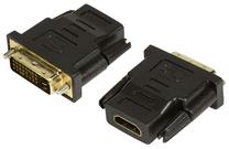 Adapteris Logilink HDMI to DVI-D DVI-D male, HDMI female, juoda sp.