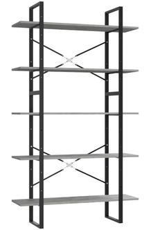 Spintelė VLX 5-Tier Book Cabinet 3082002, pilka sp., 100 cm x 30 cm x 105 cm