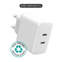 Adapteris Estuff Infinite ES637035, 2 x USB Type-C, balta sp., 35 W