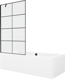 Vanna ar sieniņu, brīvi novietots Mexen Cube, 170 cm x 80 cm x 39 cm, taisnstūris, balta krās.