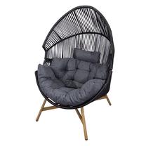 Sodo krėslas su suoleliu kojoms Besk, juoda sp./pilka sp., 100 cm x 98 cm x 142 cm