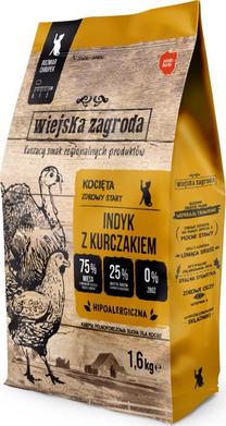 Sausā kaķu barība Wiejska Zagroda Country Farm Turkey with Chicken, vistas gaļa/tītara gaļa, 1.6 kg