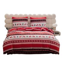 Kalėdinis patalynės užvalkalų komplektas PEKA-23, baltas/raudonas, 200 x 220 cm