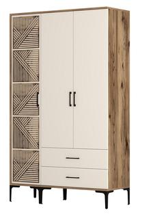 Spinta Kalune Design Kumsal PT, kreminė sp./riešuto sp., 47.5 cm x 120 cm x 201.4 cm