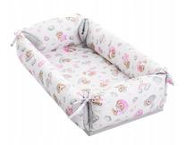 Kūdikio lizdelis Travel Sleeping Bear, 58 x 98 cm, ruda sp./balta sp./rožinė sp.