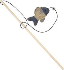 Žaislas ant pagaliuko katėms Barry King Fishing Rod 16015, pilka sp./smėlio sp., 40 cm