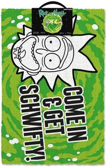 Paklājs Pyramid International Rick and Morty - Come In & Get Schwifty - Doormat, zaļa krās.
