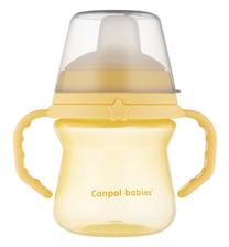 Puodelis su snapeliu Canpol Babies Spout FirstCup 56/614, 150 ml, 6+ mėn., plastikas/silikonas, geltona sp.