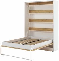 Lova pusantros vietos Devesto Vertical LED, 140 x 200 cm, balta sp./artisan oak sp., be čiužinio, su grotelėmis
