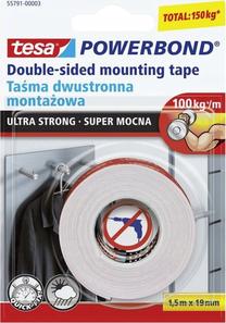 Двухсторонний скотч Tesa Ultra Strong, двусторонняя, 1.5 м x 19 мм