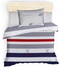 Комплект постельного белья Beverly Hills Polo Club Single Quilt BHPC 001, белый цв./серый цв./красный цв., 50 x 70 cm, 160 x 220 cm