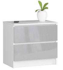 Naktinis staliukas Akord K60, balta sp./sidabro sp., 55 cm x 60 cm x 40 cm