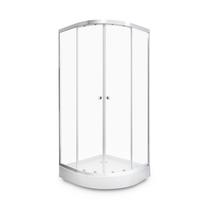 Dušo kabina Thema Lux Sand QA017-90, pusapvalė, 90 cm x 90 cm x 195 cm, balta sp./chromo sp./grūdintas