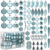 Ziemassvētku eglīšu rotaļlietu komplekts Springos 5907719424736, gaiši zila krās., plastmasa, 72 gab.