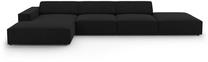 Kampinė sofa Micadoni Home Jodie 5 Seats, juoda sp., kairinė, 341 x 166 cm x 70 cm