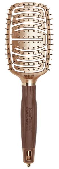 Matu birste Olivia Garden Nanothermic C+i Flex With Nylon Bristles, brūna krās.