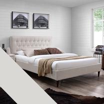 Lova dvigulė Home4you Emilia + Olympia Top, 140 x 200 cm, smėlio, su čiužiniu, su grotelėmis