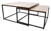 Žurnalinis staliukas Home4you Elt 2-Piece, juoda sp./šviesiai ruda sp., 75 cm x 75 cm x 40 cm