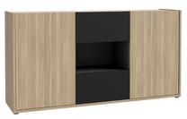 Komoda Forte Ulezza 5904767834784, juoda sp./sonoma ąžuolo sp., 89 cm x 169 cm x 42 cm