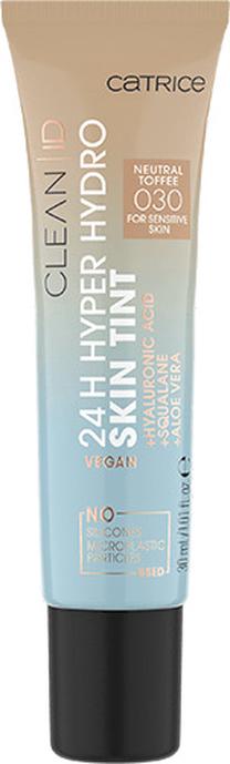 Skystas makiažo pagrindas Catrice Clean ID 24H Hyper Hydro Skin Tint, 030 neutral toffee, 30 ml