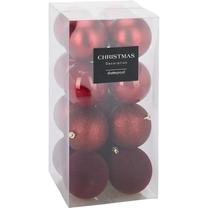 Eglutės žaisliukų rinkinys Christmas, tamsiai raudona sp., 8 cm, plastikas, 16 vnt.