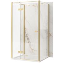 Dušo kabina Rea Atlas II KPL-K4876, 3-sienų, stačiakampė, be padėklo, 120 cm x 90 cm x 200 cm, brushed gold sp./skaidrus