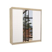 Шкаф ADRK Santiago 200, белый цв./коричневатый цв., 58 см x 200 см x 215 см, с зеркалом
