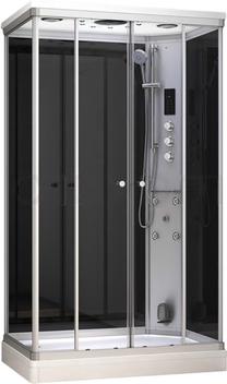 Tvaika dušas kabīne Amue Premium AMUE-AR1280-1RB, masāžas, taisnstūrveida, 120 cm x 80 cm x 217 cm, balta krās./melna krās./rūdītais