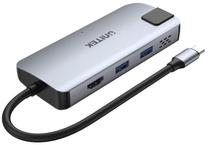 Adapteris Unitek USBC - 2 x USB 3.2/USB-C/HDMI/RJ-45 D1028A USB-C male, 2 x USB 3.2/USB-C/HDMI/RJ-45 female, pelēka krās.