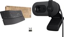 Belaidė kompiuterio klaviatūra Logitech Ergo K860 + Brio 100, Anglų (US), juoda sp.