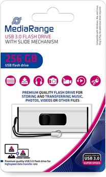 USB zibatmiņa MediaRange MR919, sudraba krās./melna krās., 256 GB