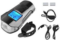 Dviračių žibintas Bicycle Light With Speedometer 3in1, plastikas, juoda sp.