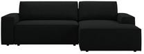 Kampinė sofa - lova Micadoni Jodie Boucle, juoda sp., dešininė, 246 x 151 cm x 86 cm