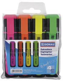 Tekstimarker Donau, kollane v./roheline v./oranž v., 4 tk